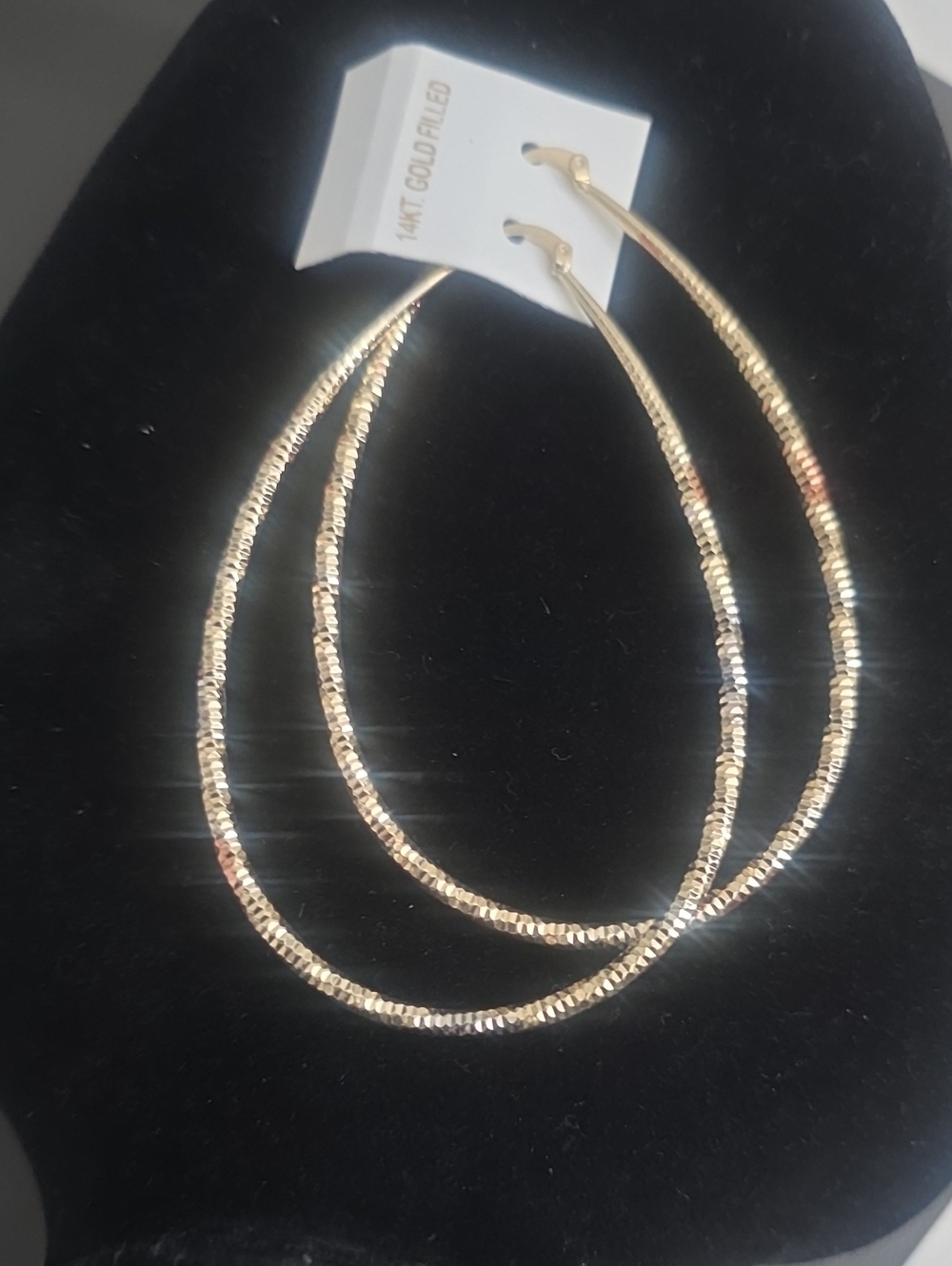 New 14K Tri Color Gold Filled Diamond Cut Hoop Earrings